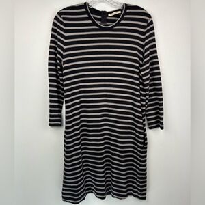 EUC MARINE LAYER Striped Crewneck Pocketed Zippered Knee-Length L/S Tunic Dress